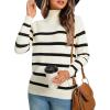 imageLONGYUAN Women Winter Turtle Necks Striped Knit Sweater Long Sleeve Pullover Casual Color Block Spring Tops 20252beigeblack