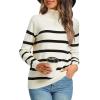 imageLONGYUAN Women Winter Turtle Necks Striped Knit Sweater Long Sleeve Pullover Casual Color Block Spring Tops 20252beigeblack