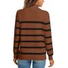 imageLONGYUAN Women Winter Turtle Necks Striped Knit Sweater Long Sleeve Pullover Casual Color Block Spring Tops 20252camelblack