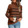 imageLONGYUAN Women Winter Turtle Necks Striped Knit Sweater Long Sleeve Pullover Casual Color Block Spring Tops 20252camelblack