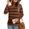 imageLONGYUAN Women Winter Turtle Necks Striped Knit Sweater Long Sleeve Pullover Casual Color Block Spring Tops 20252camelblack