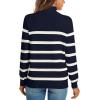 imageLONGYUAN Women Winter Turtle Necks Striped Knit Sweater Long Sleeve Pullover Casual Color Block Spring Tops 20252navy Bluebeige
