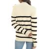 imageLONGYUAN Women Winter Turtle Necks Striped Knit Sweater Long Sleeve Pullover Casual Color Block Spring Tops 2025Bapricot