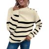 imageLONGYUAN Women Winter Turtle Necks Striped Knit Sweater Long Sleeve Pullover Casual Color Block Spring Tops 2025Bapricot