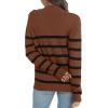 imageLONGYUAN Women Winter Turtle Necks Striped Knit Sweater Long Sleeve Pullover Casual Color Block Spring Tops 2025Bcamel