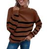 imageLONGYUAN Women Winter Turtle Necks Striped Knit Sweater Long Sleeve Pullover Casual Color Block Spring Tops 2025Bcamel