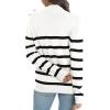 imageLONGYUAN Women Winter Turtle Necks Striped Knit Sweater Long Sleeve Pullover Casual Color Block Spring Tops 2025Bwhite