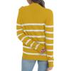 imageLONGYUAN Women Winter Turtle Necks Striped Knit Sweater Long Sleeve Pullover Casual Color Block Spring Tops 2025Mustard