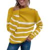 imageLONGYUAN Women Winter Turtle Necks Striped Knit Sweater Long Sleeve Pullover Casual Color Block Spring Tops 2025Mustard
