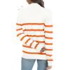 imageLONGYUAN Women Winter Turtle Necks Striped Knit Sweater Long Sleeve Pullover Casual Color Block Spring Tops 2025Orange Red