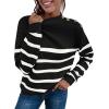 imageLONGYUAN Women Winter Turtle Necks Striped Knit Sweater Long Sleeve Pullover Casual Color Block Spring Tops 2025Wblack