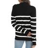 imageLONGYUAN Women Winter Turtle Necks Striped Knit Sweater Long Sleeve Pullover Casual Color Block Spring Tops 2025Wblack