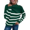 imageLONGYUAN Women Winter Turtle Necks Striped Knit Sweater Long Sleeve Pullover Casual Color Block Spring Tops 2025Wdark Green