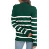 imageLONGYUAN Women Winter Turtle Necks Striped Knit Sweater Long Sleeve Pullover Casual Color Block Spring Tops 2025Wdark Green