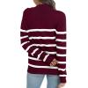 imageLONGYUAN Women Winter Turtle Necks Striped Knit Sweater Long Sleeve Pullover Casual Color Block Spring Tops 2025Wdeep Red