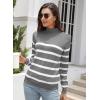 imageLONGYUAN Women Winter Turtle Necks Striped Knit Sweater Long Sleeve Pullover Casual Color Block Spring Tops 2025Wgrey