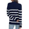 imageLONGYUAN Women Winter Turtle Necks Striped Knit Sweater Long Sleeve Pullover Casual Color Block Spring Tops 2025Wnavy Blue