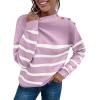 imageLONGYUAN Women Winter Turtle Necks Striped Knit Sweater Long Sleeve Pullover Casual Color Block Spring Tops 2025Wpurple