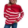 imageLONGYUAN Women Winter Turtle Necks Striped Knit Sweater Long Sleeve Pullover Casual Color Block Spring Tops 2025Wred