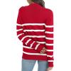 imageLONGYUAN Women Winter Turtle Necks Striped Knit Sweater Long Sleeve Pullover Casual Color Block Spring Tops 2025Wred