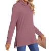 imageLONGYUAN Womens Tunic Tops Long Sleeve Shirts Turtleneck 2025 Trendy Lightweight SweatersAbrown Red