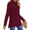 imageLONGYUAN Womens Tunic Tops Long Sleeve Shirts Turtleneck 2025 Trendy Lightweight SweatersAburgundy