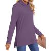 imageLONGYUAN Womens Tunic Tops Long Sleeve Shirts Turtleneck 2025 Trendy Lightweight SweatersApurple