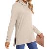 imageLONGYUAN Womens Tunic Tops Long Sleeve Shirts Turtleneck 2025 Trendy Lightweight SweatersBeige