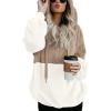 imageLONGYUAN Women Casual Hoodies Fashion Fuzzy Warm Pullover Sherpa Outerwear with Pockets01khaki Whitezs