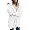 imageLONGYUAN Womens Jacket Winter Coats Hooded Cardigan Fleece Sweaters01white