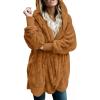 imageLONGYUAN Womens Jacket Winter Coats Hooded Cardigan Fleece SweatersCaramel