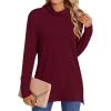 imageLONGYUAN Womens Tunic Tops Long Sleeve Shirts Turtleneck 2025 Trendy Lightweight SweatersAburgundy