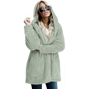 imageLONGYUAN Womens Jacket Winter Coats Hooded Cardigan Fleece SweatersAavocado