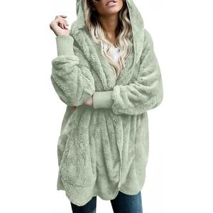 imageLONGYUAN Womens Jacket Winter Coats Hooded Cardigan Fleece SweatersAvocado