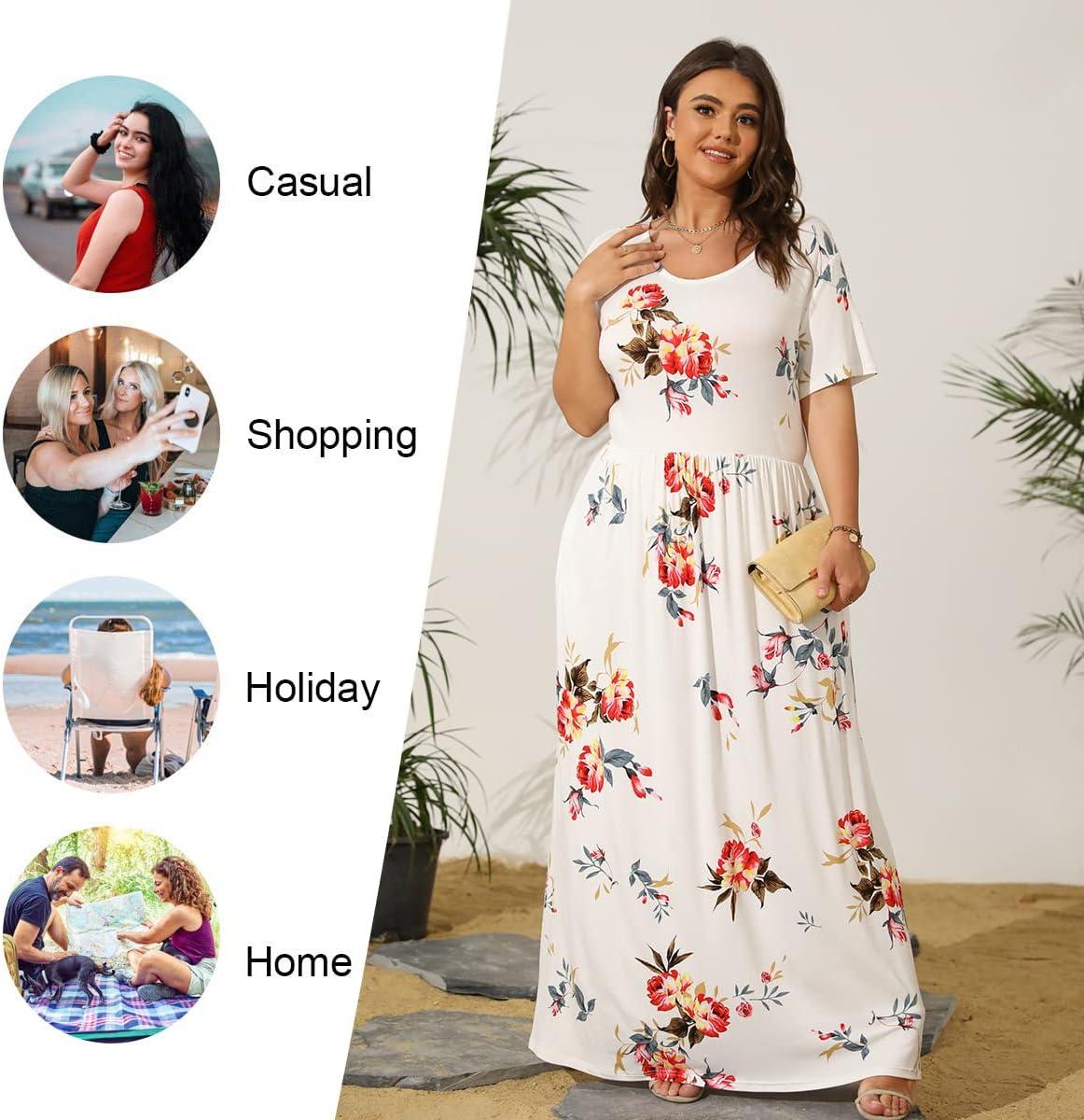 imageLONGYUAN Womens Plus Size Maxi Dresses for Curvy Women Summer Short Sleeve Casual 2025 Long Dress XL6XLColor Block Mixing
