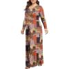 imageLONGYUAN Womens Plus Size Maxi Dresses for Curvy Women Casual Long Dress XL6XLColor Block Mixing