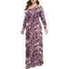 imageLONGYUAN Womens Plus Size Maxi Dresses for Curvy Women Casual Long Dress XL6XLRedpurple Flower