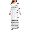 imageLONGYUAN Womens Plus Size Maxi Dresses for Curvy Women Casual Long Dress XL6XLWhite Stripesleeve