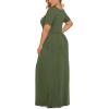 imageLONGYUAN Womens Plus Size Maxi Dresses for Curvy Women Summer Short Sleeve Casual 2025 Long Dress XL6XLArmy Green
