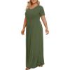 imageLONGYUAN Womens Plus Size Maxi Dresses for Curvy Women Summer Short Sleeve Casual 2025 Long Dress XL6XLArmy Green