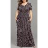 imageLONGYUAN Womens Plus Size Maxi Dresses for Curvy Women Summer Short Sleeve Casual 2025 Long Dress XL6XLBlack Litte Fl