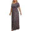 imageLONGYUAN Womens Plus Size Maxi Dresses for Curvy Women Summer Short Sleeve Casual 2025 Long Dress XL6XLBlack Litte Fl
