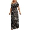 imageLONGYUAN Womens Plus Size Maxi Dresses for Curvy Women Summer Short Sleeve Casual 2025 Long Dress XL6XLBlack Plum