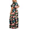 imageLONGYUAN Womens Plus Size Maxi Dresses for Curvy Women Summer Short Sleeve Casual 2025 Long Dress XL6XLBlackhibiscus