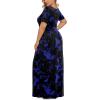 imageLONGYUAN Womens Plus Size Maxi Dresses for Curvy Women Summer Short Sleeve Casual 2025 Long Dress XL6XLBlue Flowers