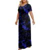imageLONGYUAN Womens Plus Size Maxi Dresses for Curvy Women Summer Short Sleeve Casual 2025 Long Dress XL6XLBlue Flowers