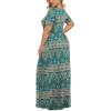 imageLONGYUAN Womens Plus Size Maxi Dresses for Curvy Women Summer Short Sleeve Casual 2025 Long Dress XL6XLBluekhaki
