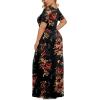 imageLONGYUAN Womens Plus Size Maxi Dresses for Curvy Women Summer Short Sleeve Casual 2025 Long Dress XL6XLBrown Floral Black