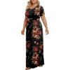 imageLONGYUAN Womens Plus Size Maxi Dresses for Curvy Women Summer Short Sleeve Casual 2025 Long Dress XL6XLBrown Floral Black