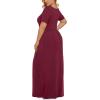 imageLONGYUAN Womens Plus Size Maxi Dresses for Curvy Women Summer Short Sleeve Casual 2025 Long Dress XL6XLBurgundy